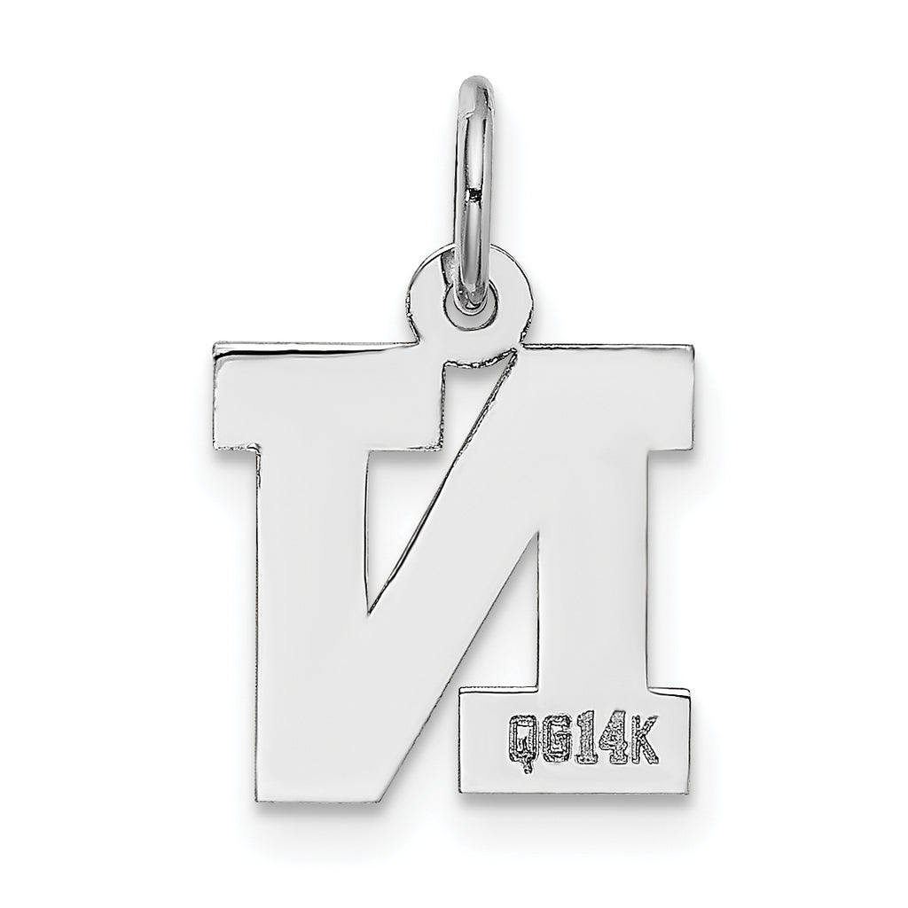 14K White Gold Small Block Initial N Charm