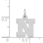 14K White Gold Small Block Initial N Charm