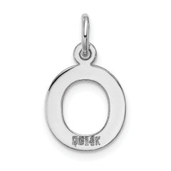 14K White Gold Small Block Initial O Charm