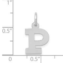 14K White Gold Small Block Initial P Charm