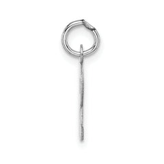 14K White Gold Small Block Initial R Charm