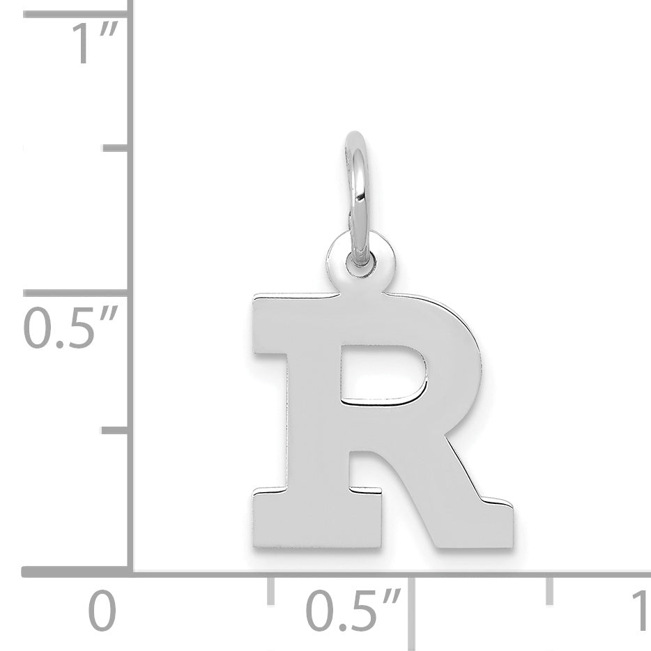 14K White Gold Small Block Initial R Charm