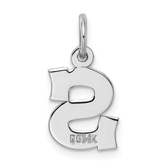 14K White Gold Small Block Initial S Charm