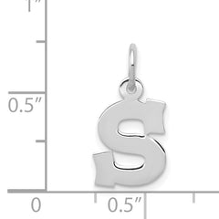 14K White Gold Small Block Initial S Charm