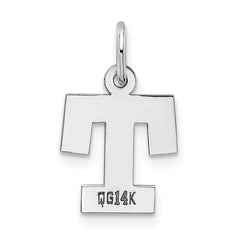 14K White Gold Small Block Initial T Charm