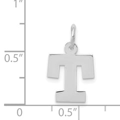 14K White Gold Small Block Initial T Charm