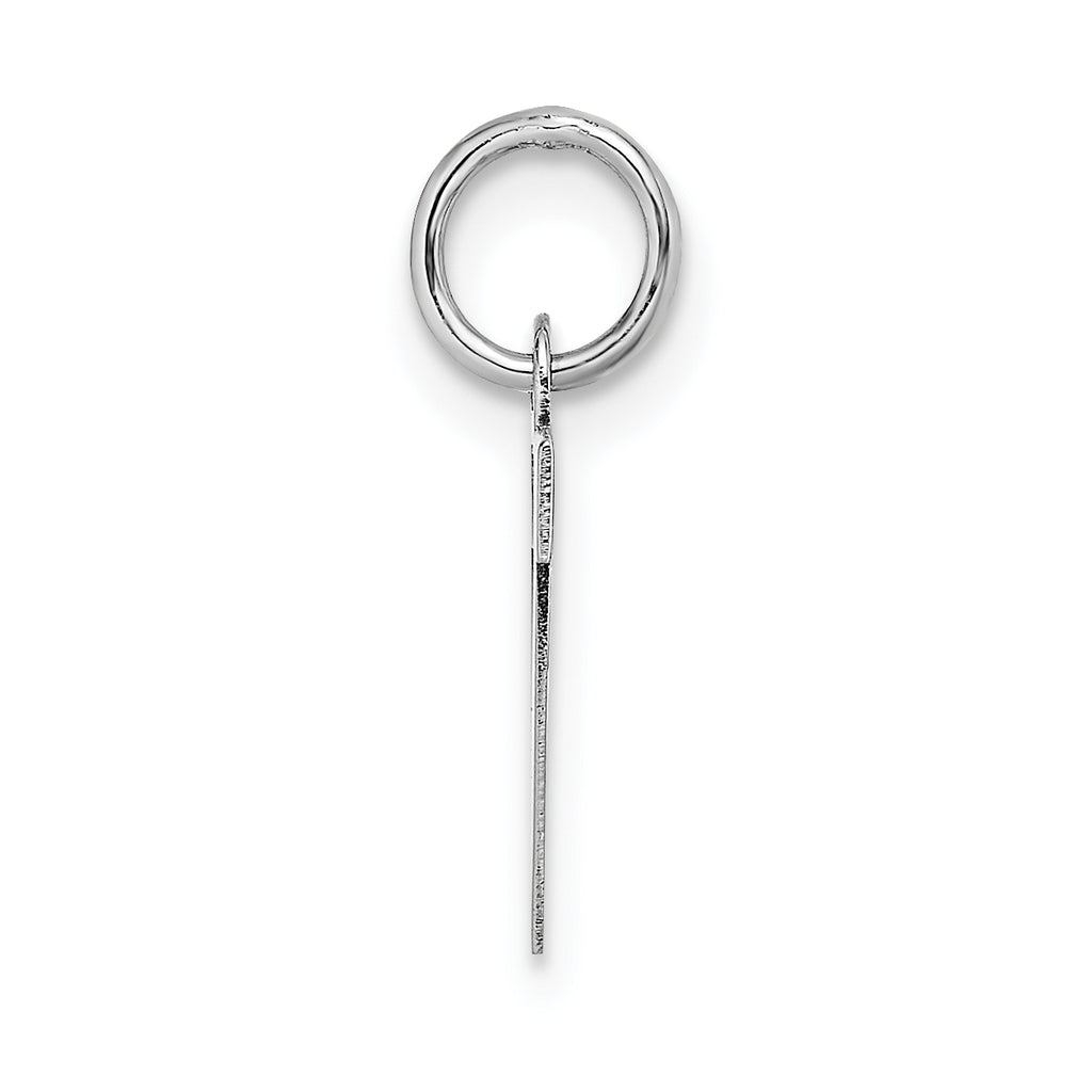 14K White Gold Small Block Initial V Charm