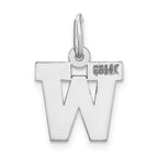 14K White Gold Small Block Initial W Charm