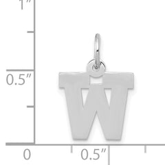 14K White Gold Small Block Initial W Charm