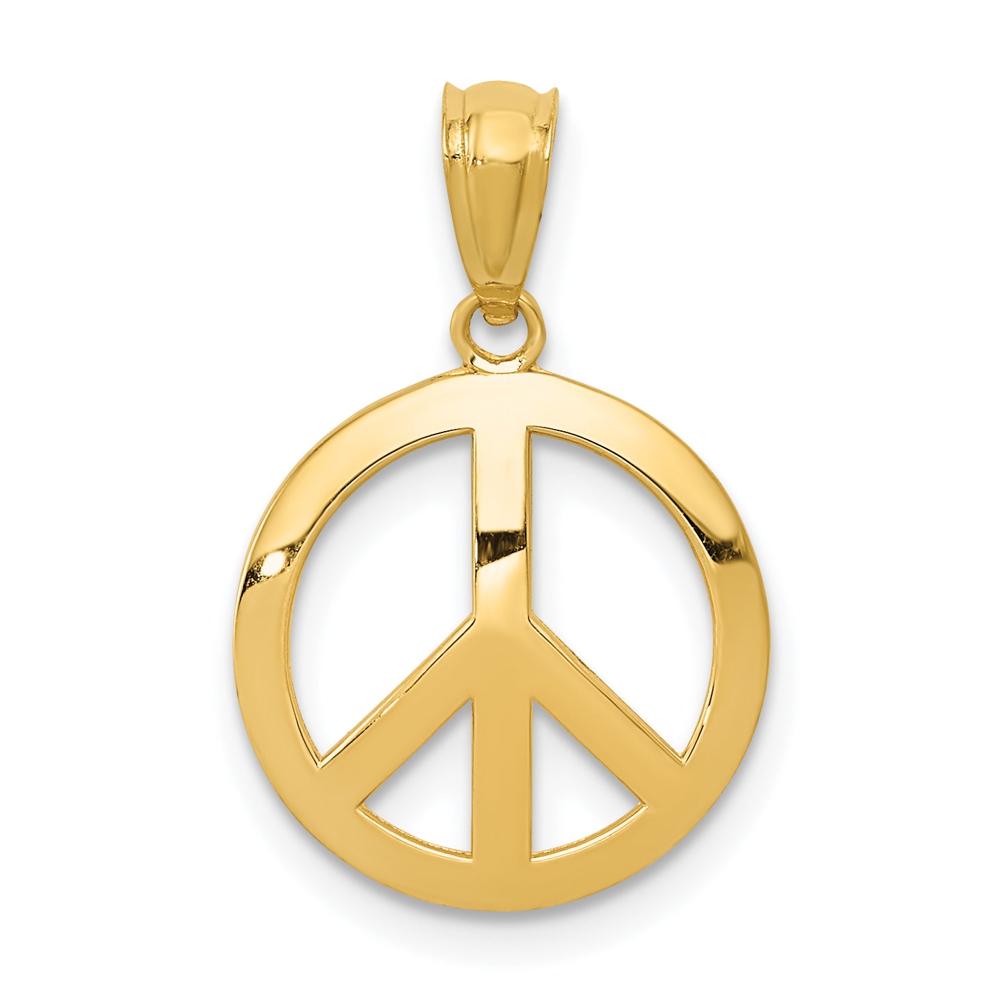 14k Polished Peace Sign Circle Pendant Main image