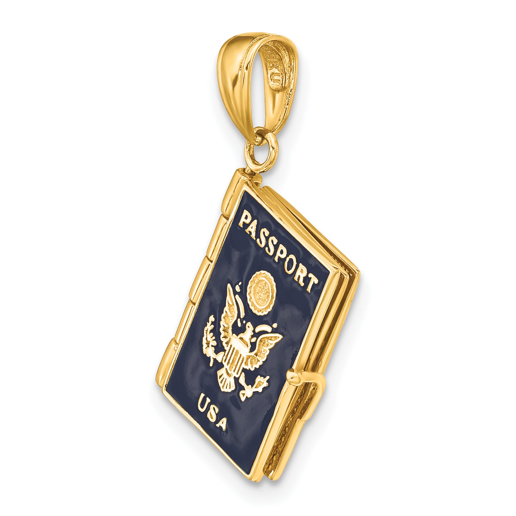 14K Enamel 3-D Passport Opens Pendant