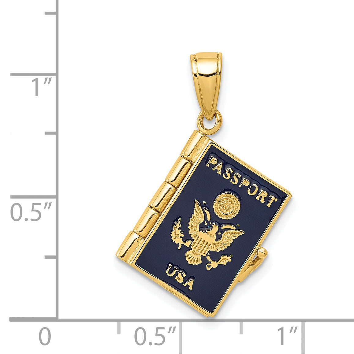 14K Enamel 3-D Passport Opens Pendant