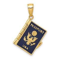 14K Enamel 3-D Passport Opens Pendant