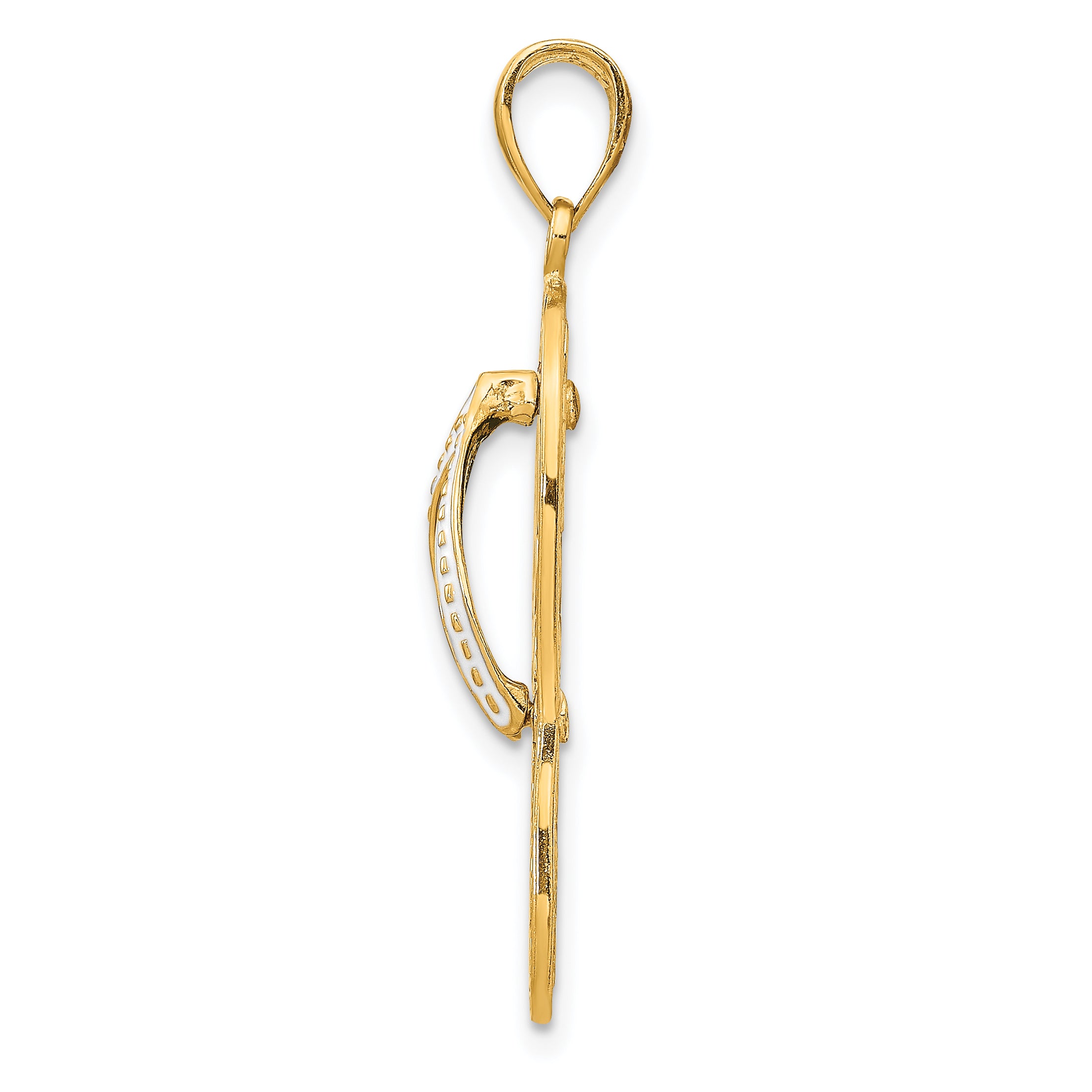 14K Enamel Cut-out Flip Flop With  Sea Turtles Pendant