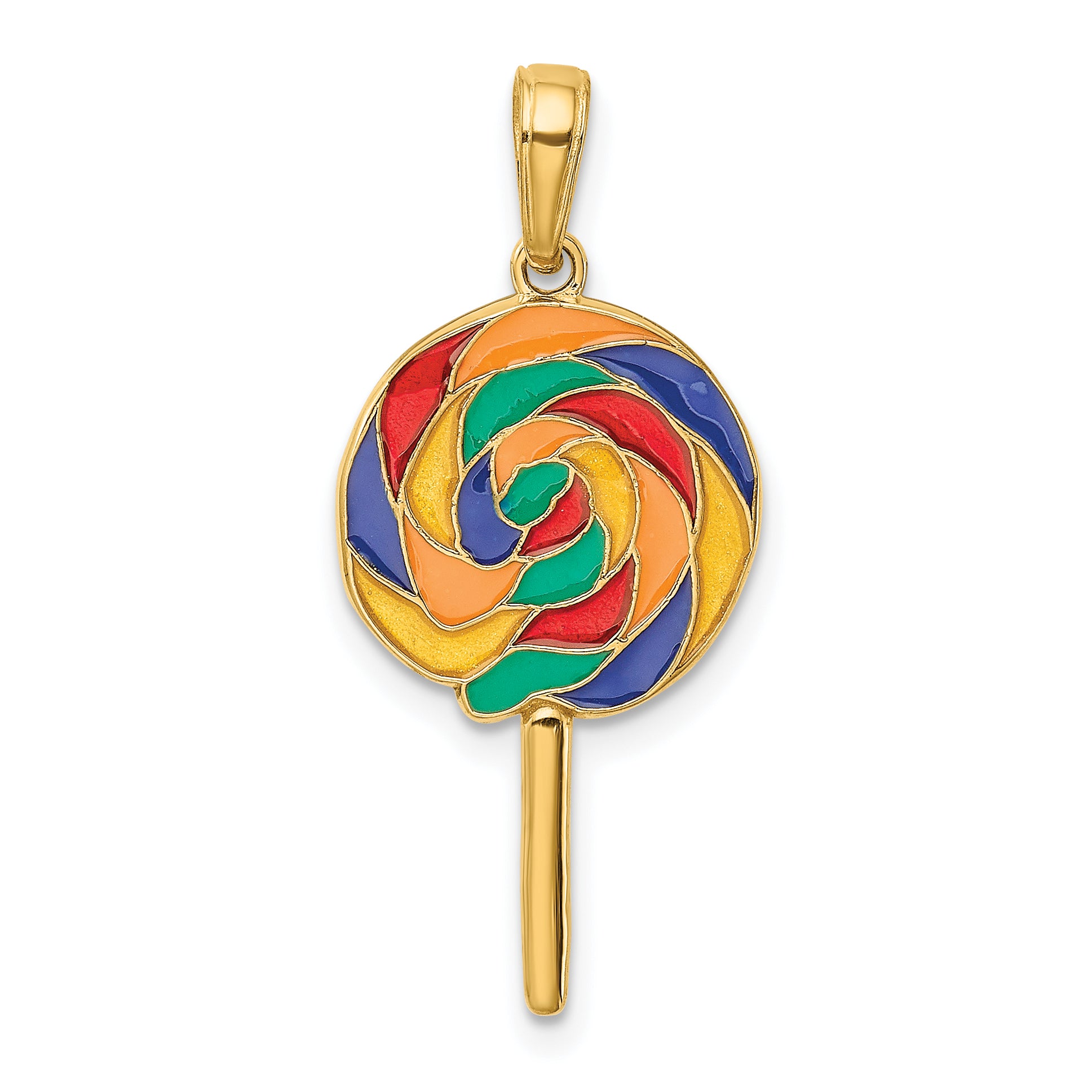 14K 3D Enameled Lollipop Pendant