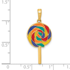 14K 3D Enameled Lollipop Pendant