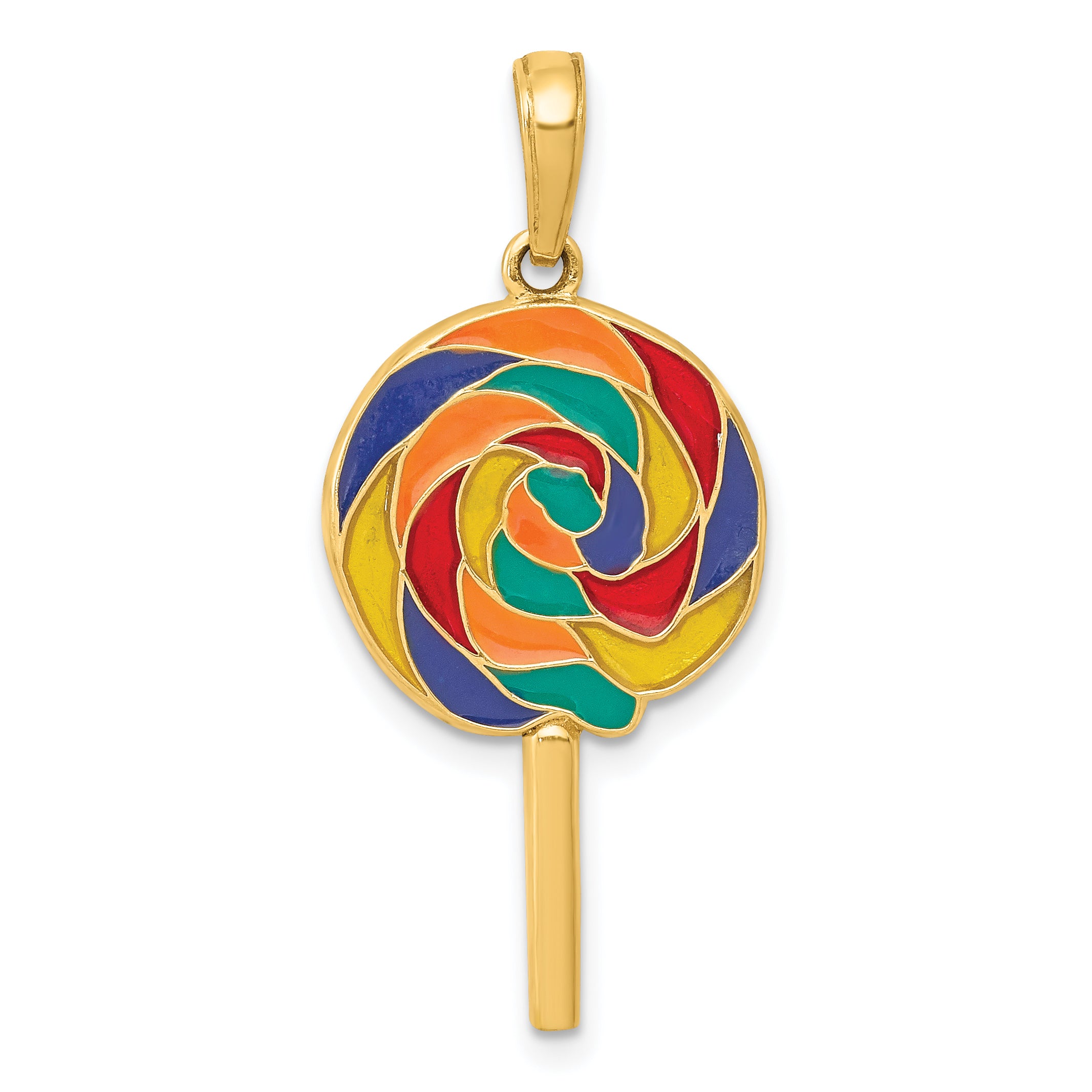 14k 3D Enameled Lollipop Pendant