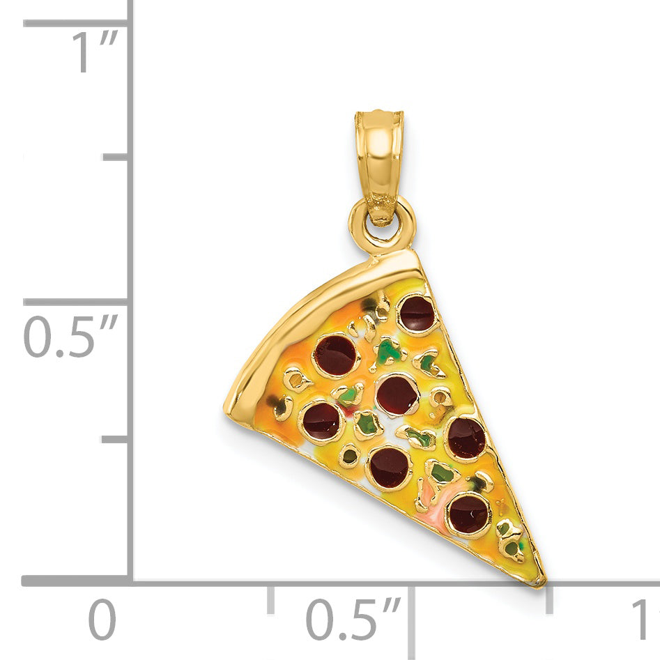 14K Enameled Pizza Slice Pendant