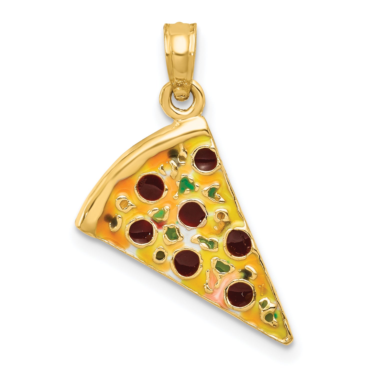 14k Enameled Pizza Slice Pendant Main image