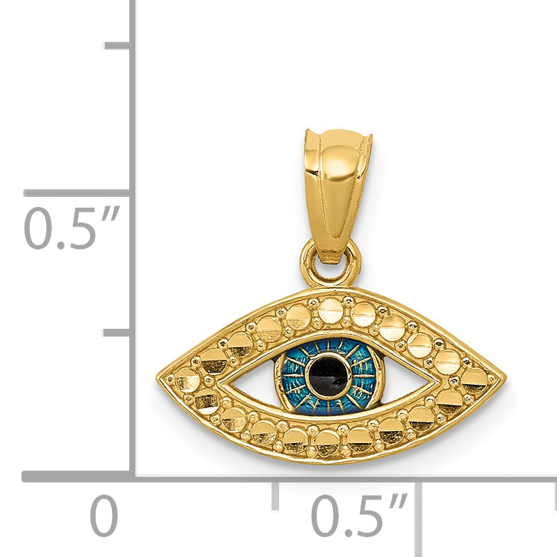 Enameled Evil Eye Pendant in 14K Yellow Gold