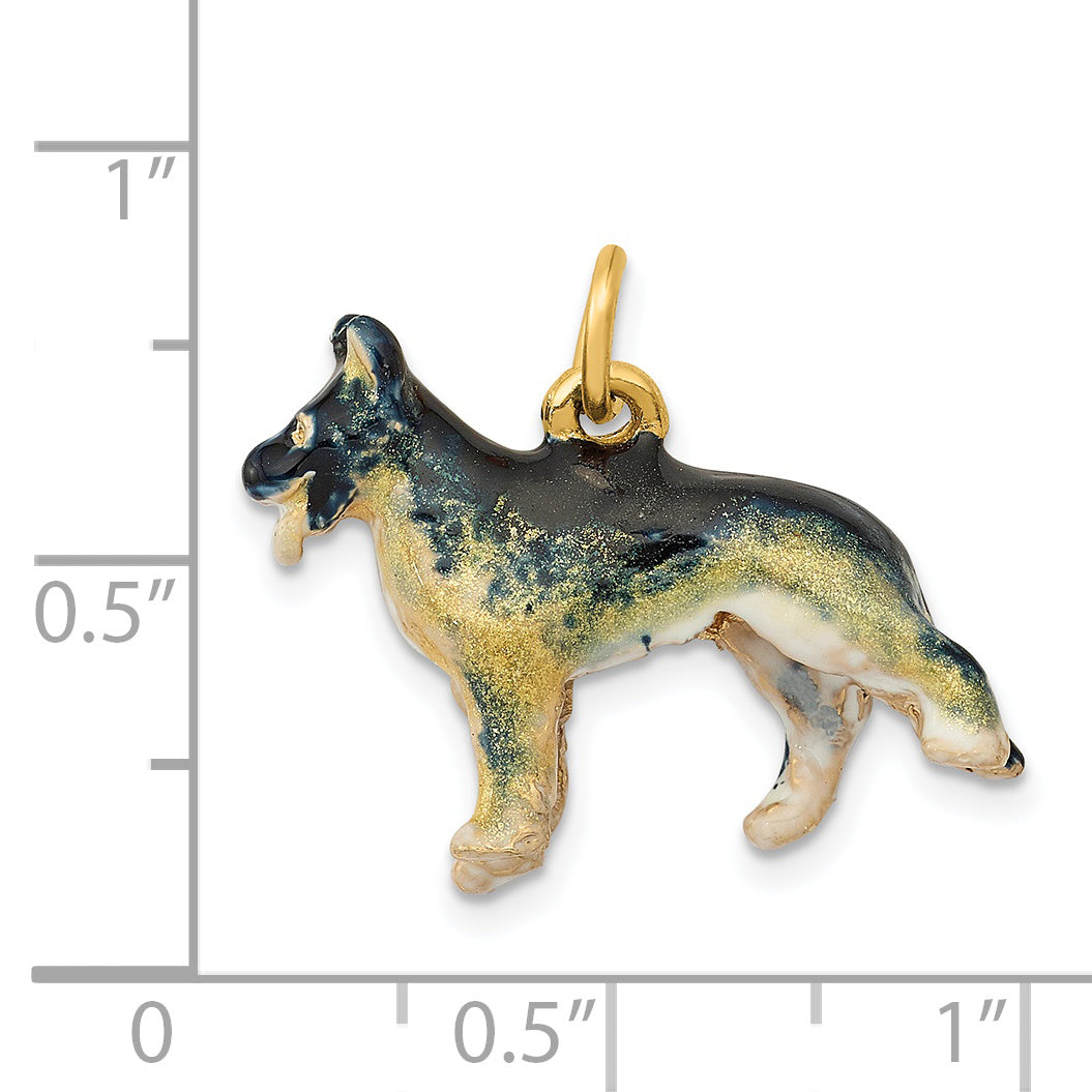 14K  3D Enameled Medium German Shepherd Charm