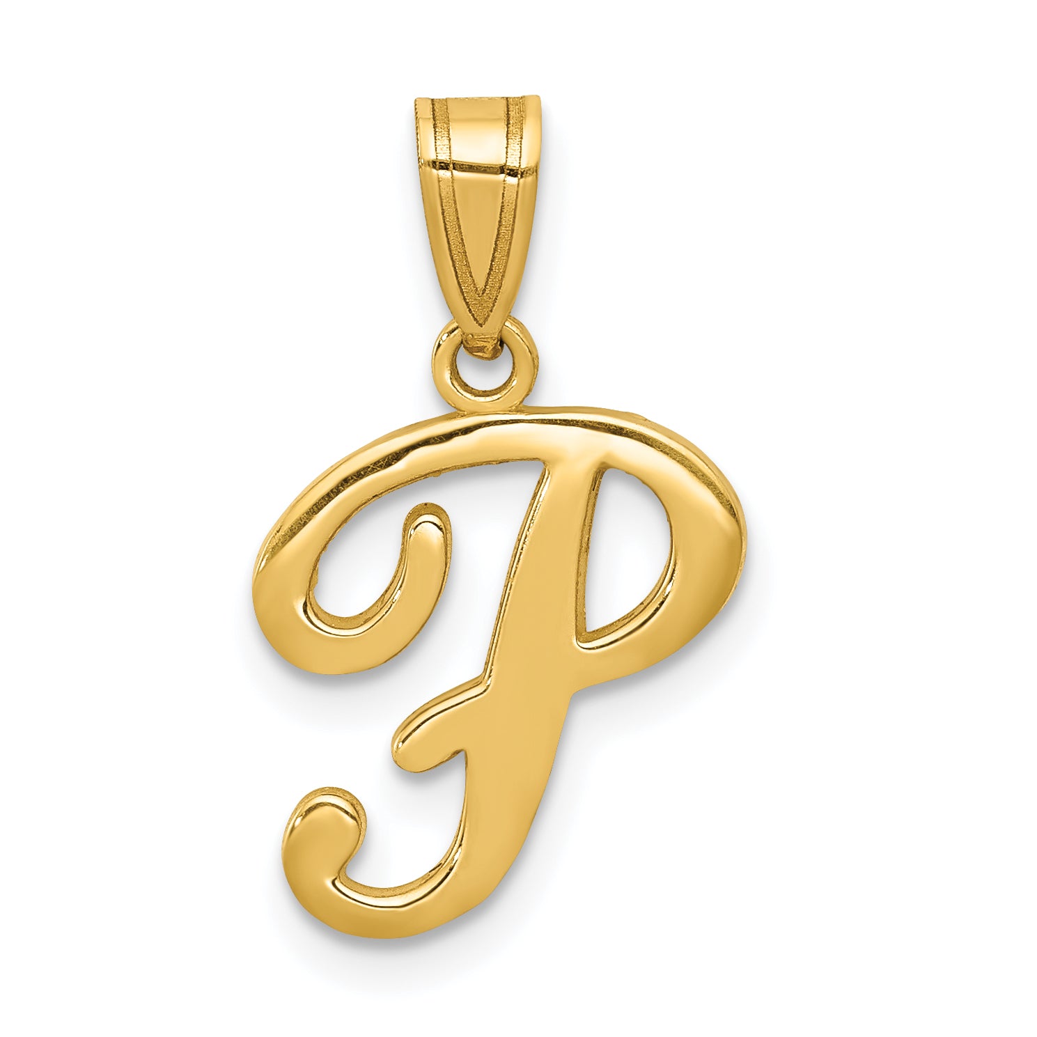 14KY Script Letter P Initial Pendant Main image
