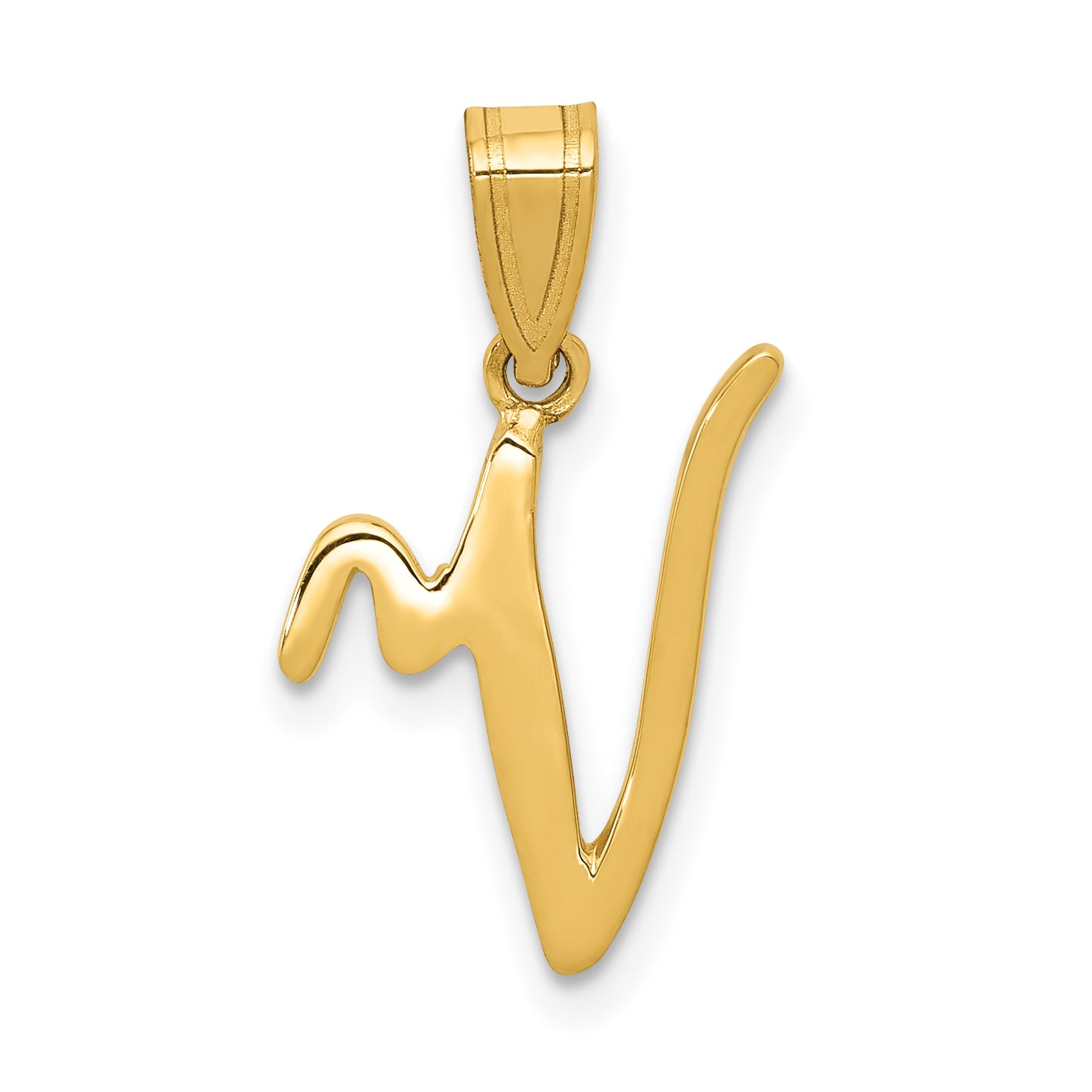 14KY Script Letter V Initial Pendant Main image