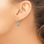 14k Two-tone Oval Loop Hoop Earrings