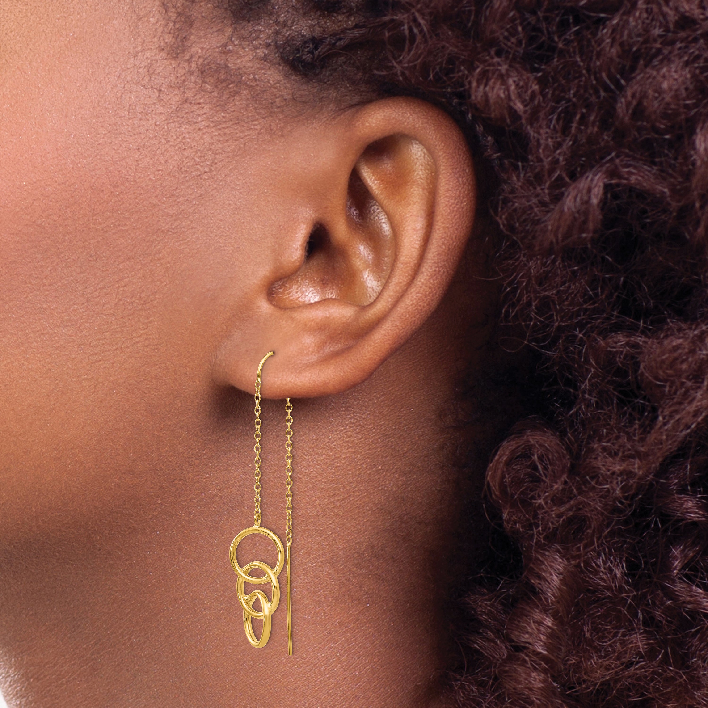 14k Triple Circle Threader Earrings