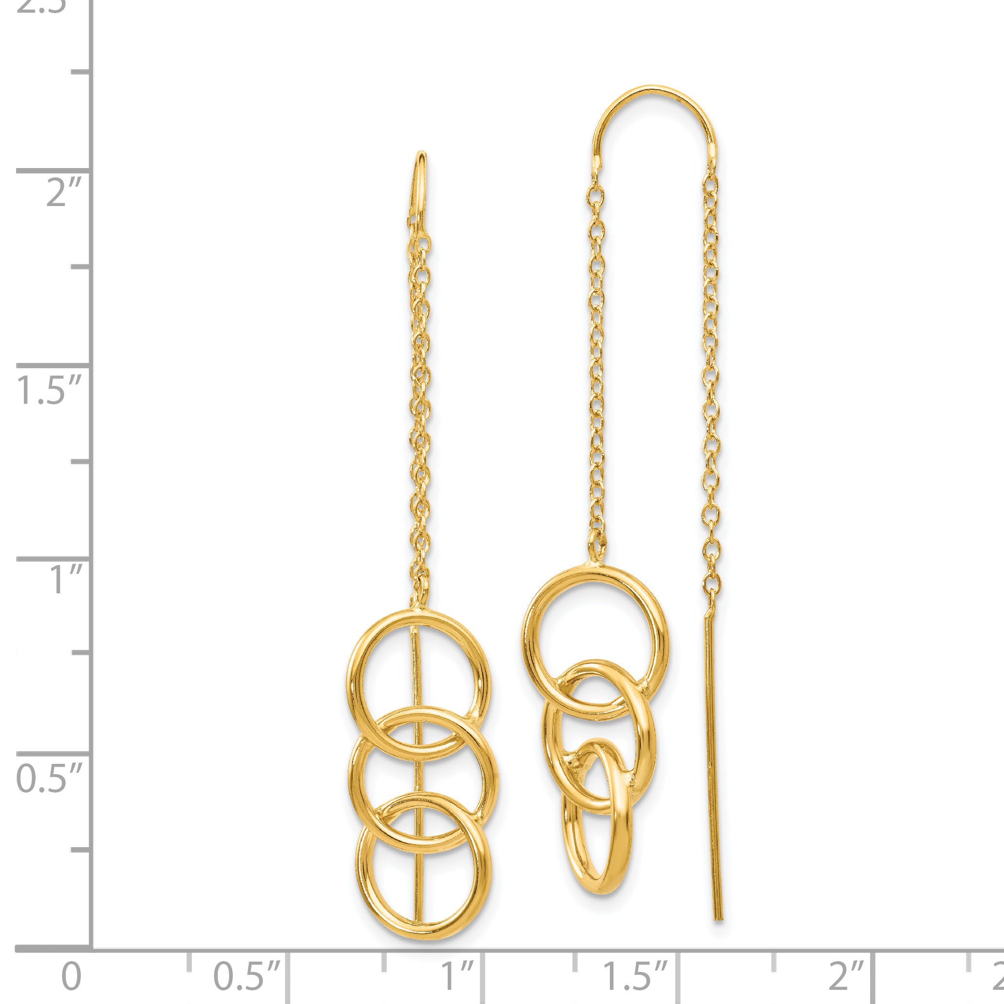 14k Triple Circle Threader Earrings