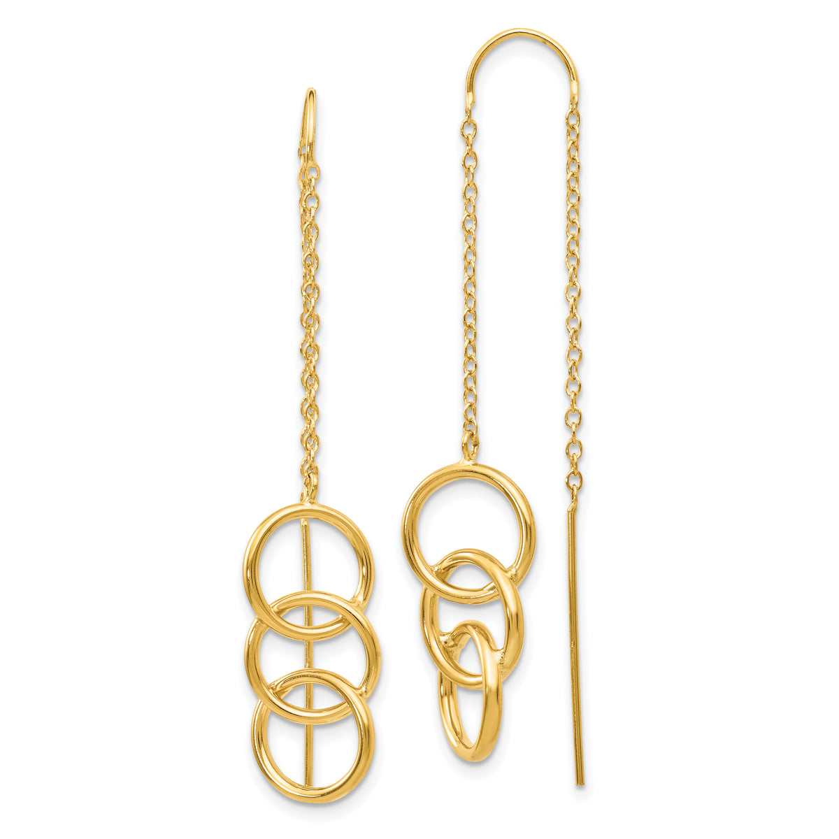 14k Triple Circle Threader Earrings