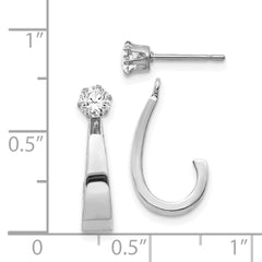 14k White Gold J Hoop w/CZ Earring Jacket