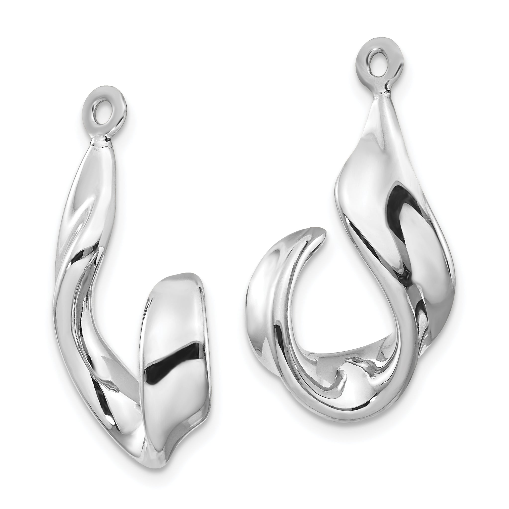 14k White Gold Twisted J Earring Jackets Secondary image