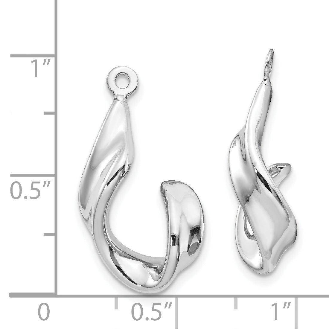 14k White Gold Twisted J Earring Jackets