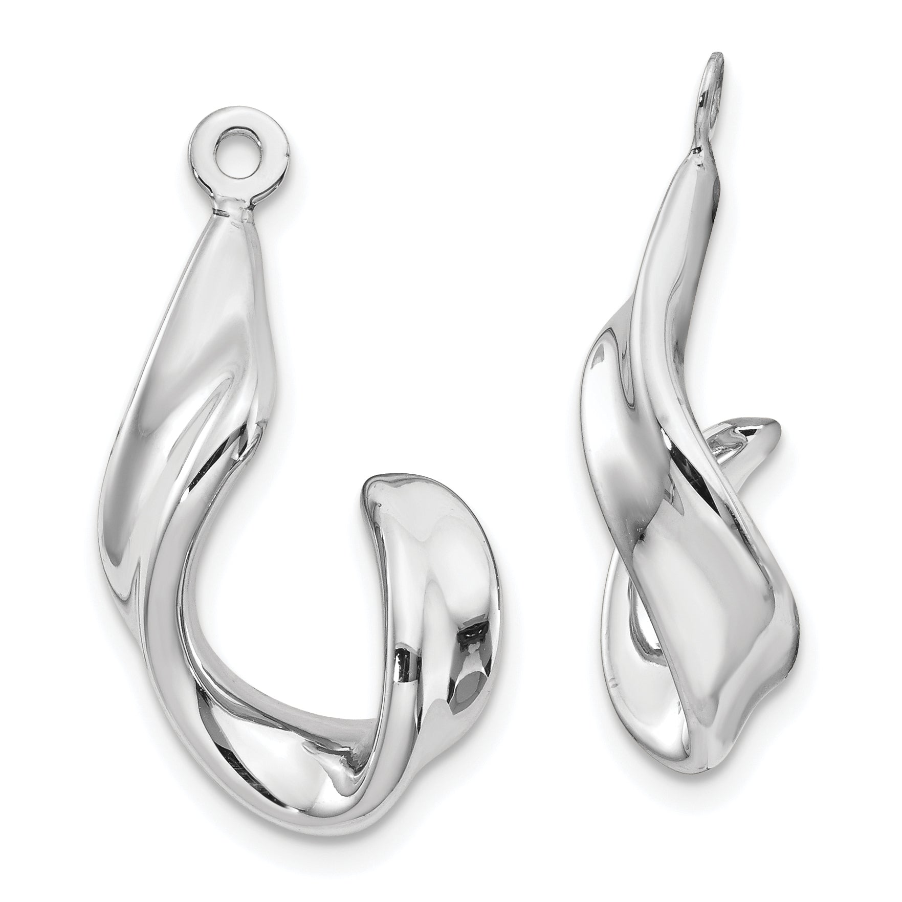 14k White Gold Twisted J Earring Jackets Main image
