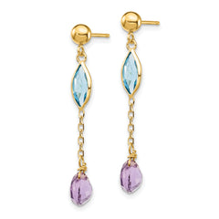 14K Amethyst and Blue Topaz Post Earrings