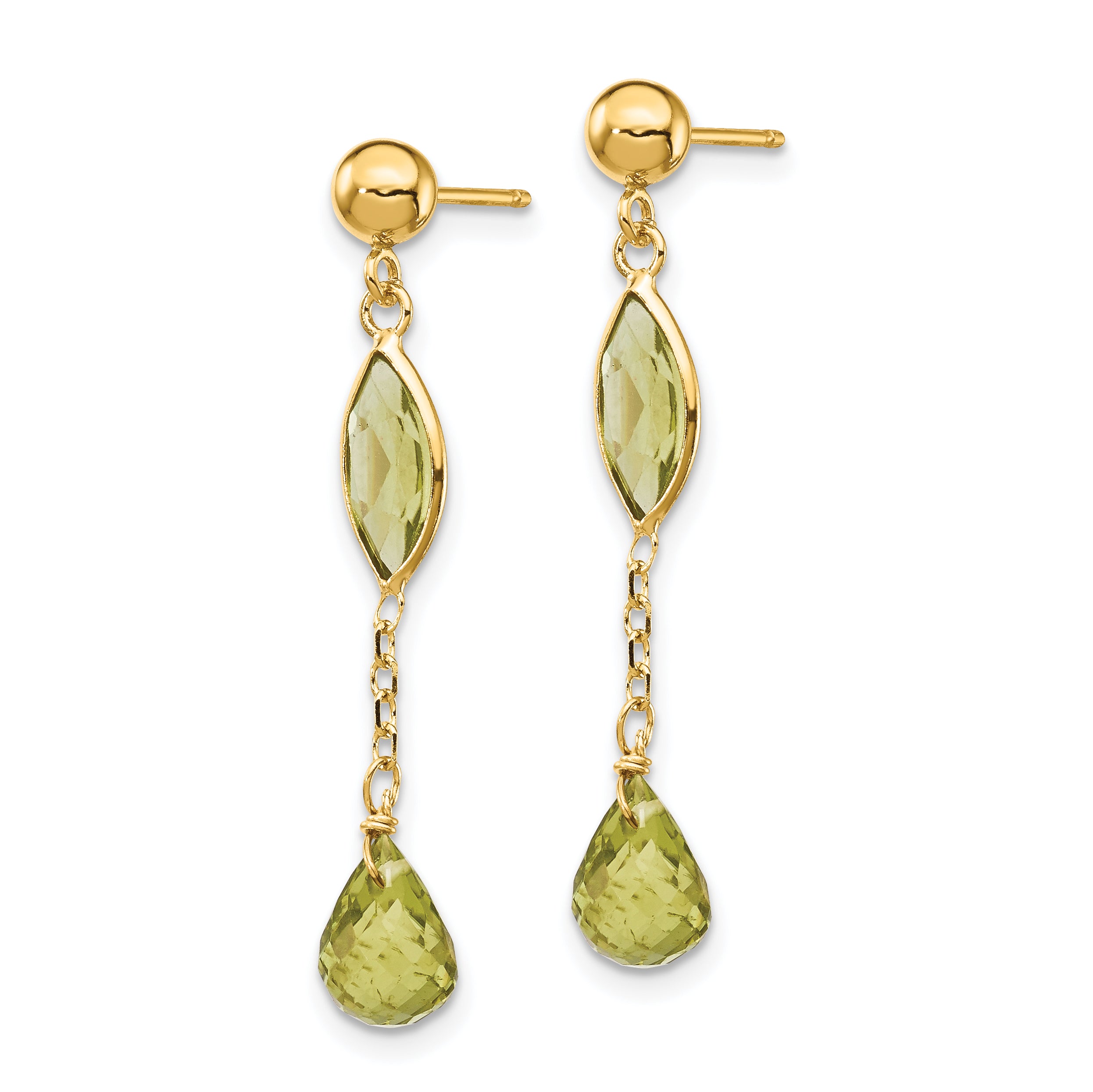 14K Peridot Post Earrings Secondary image