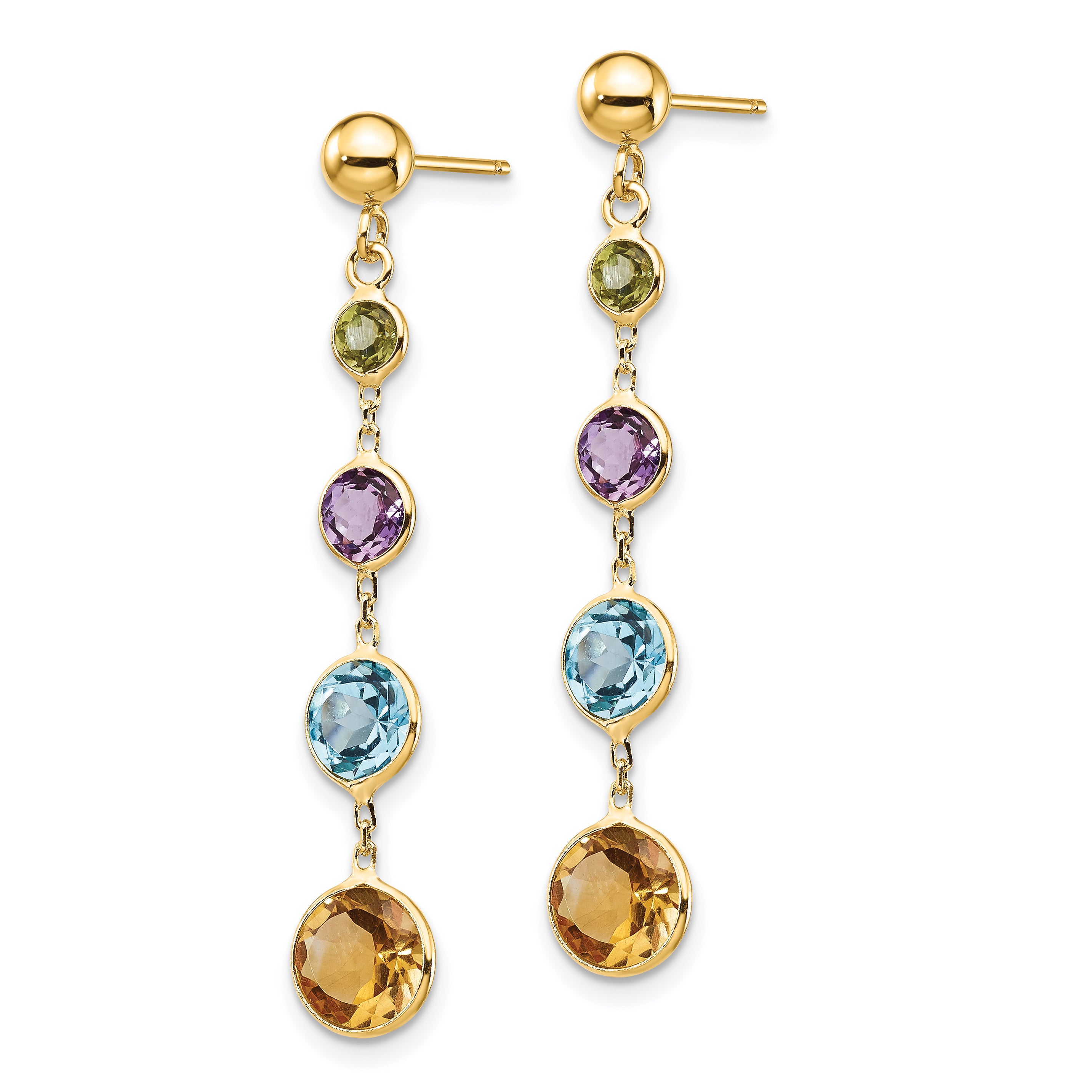 14K Multi-Gemstone Dangle Post Earrings Secondary image