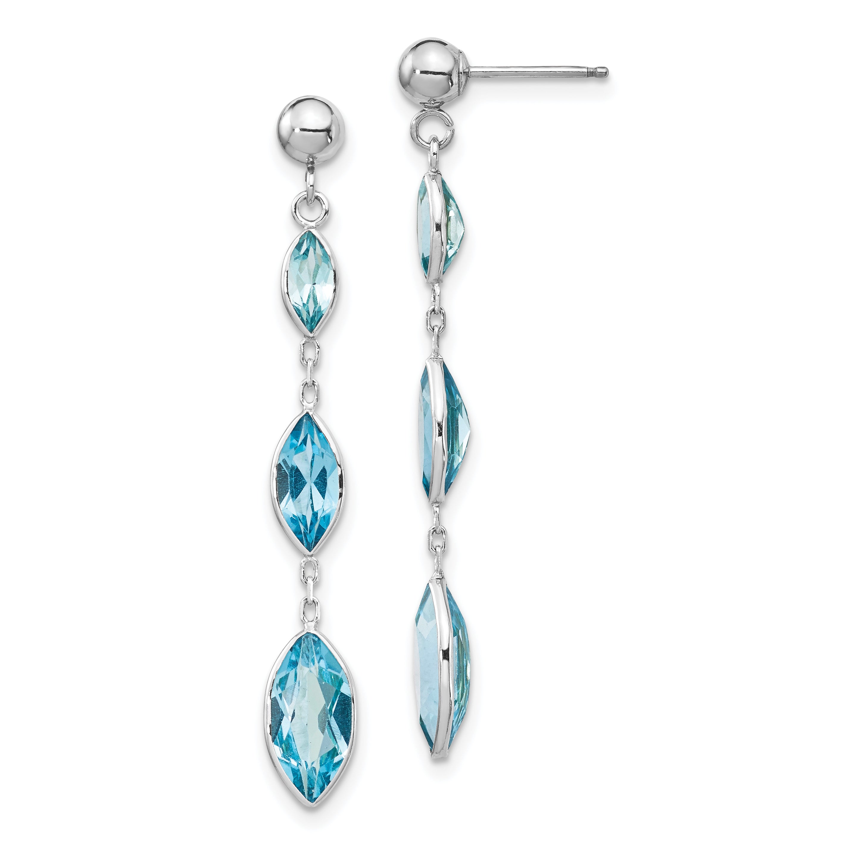 14K WG Blue Topaz Post Earrings Main image