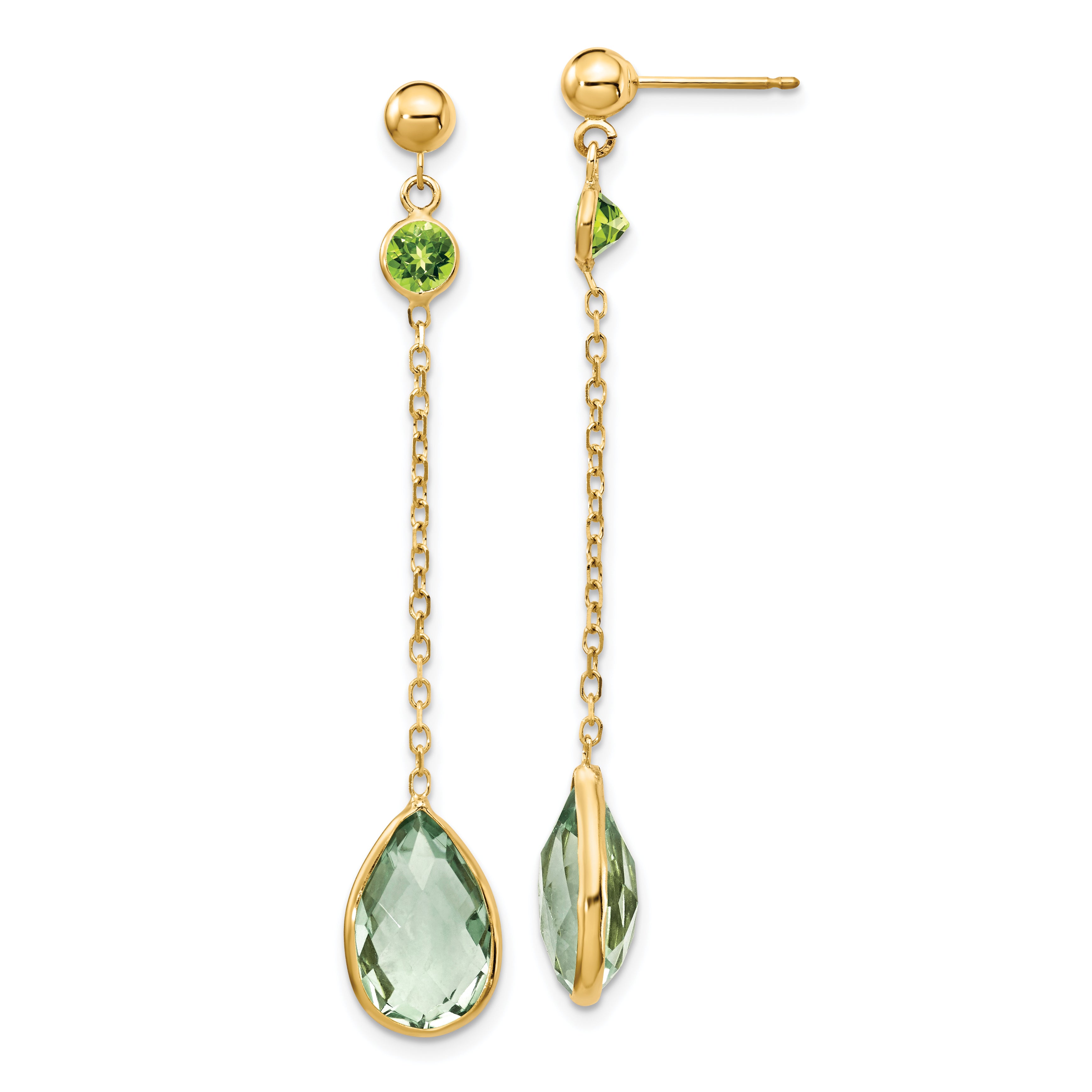 14K Peridot and Green Quartz Post Earrings Main image