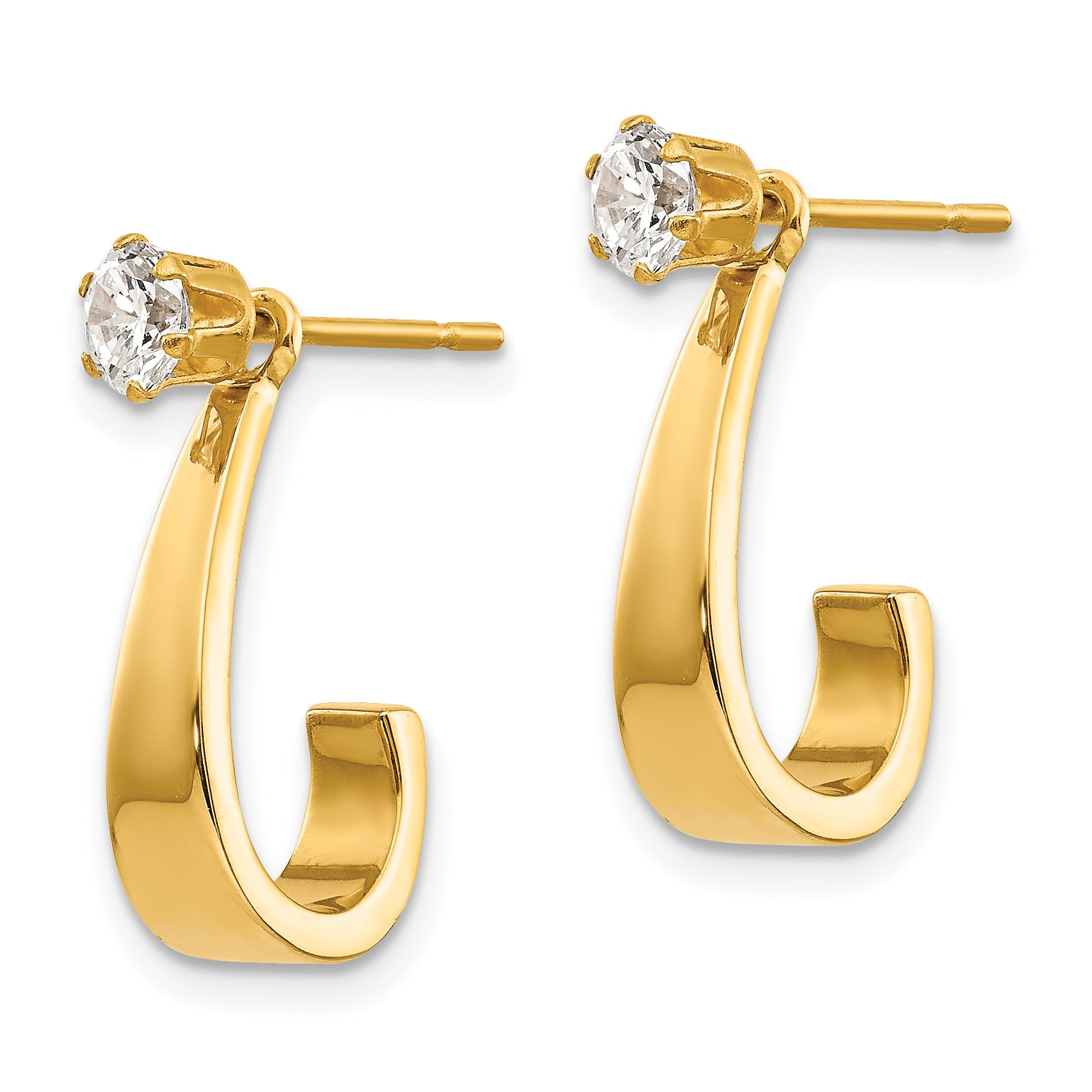 14k J Hoop with CZ Stud Earring Jackets Secondary image