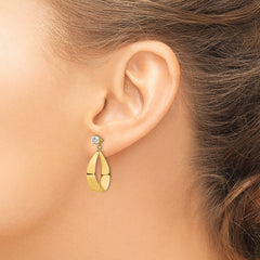 14k Polished Oval Dangle with CZ Stud Earring Jackets