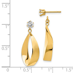 14k Polished Oval Dangle with CZ Stud Earring Jackets