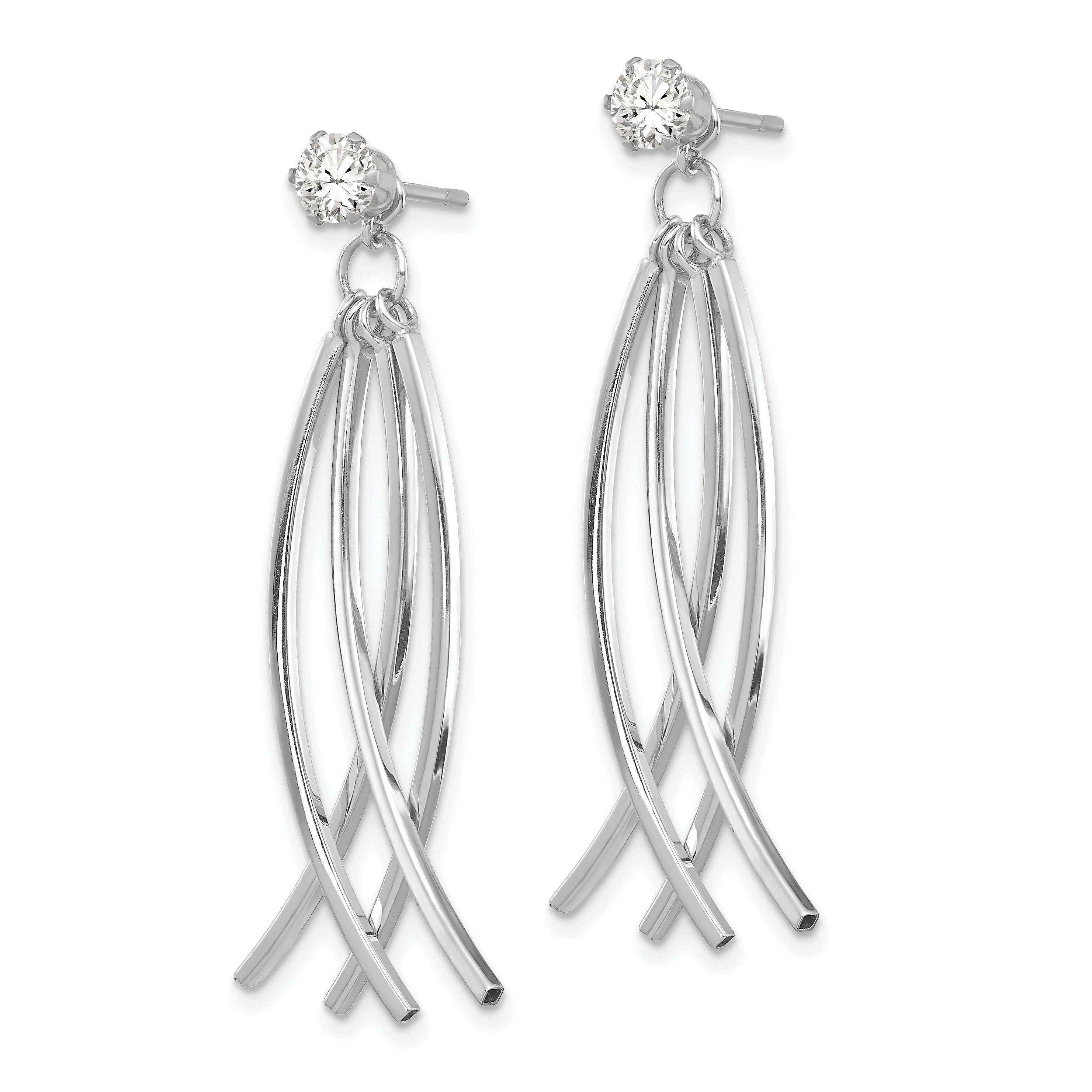 14k White Gold Curved Dangles with CZ Stud Earring Jackets Secondary image