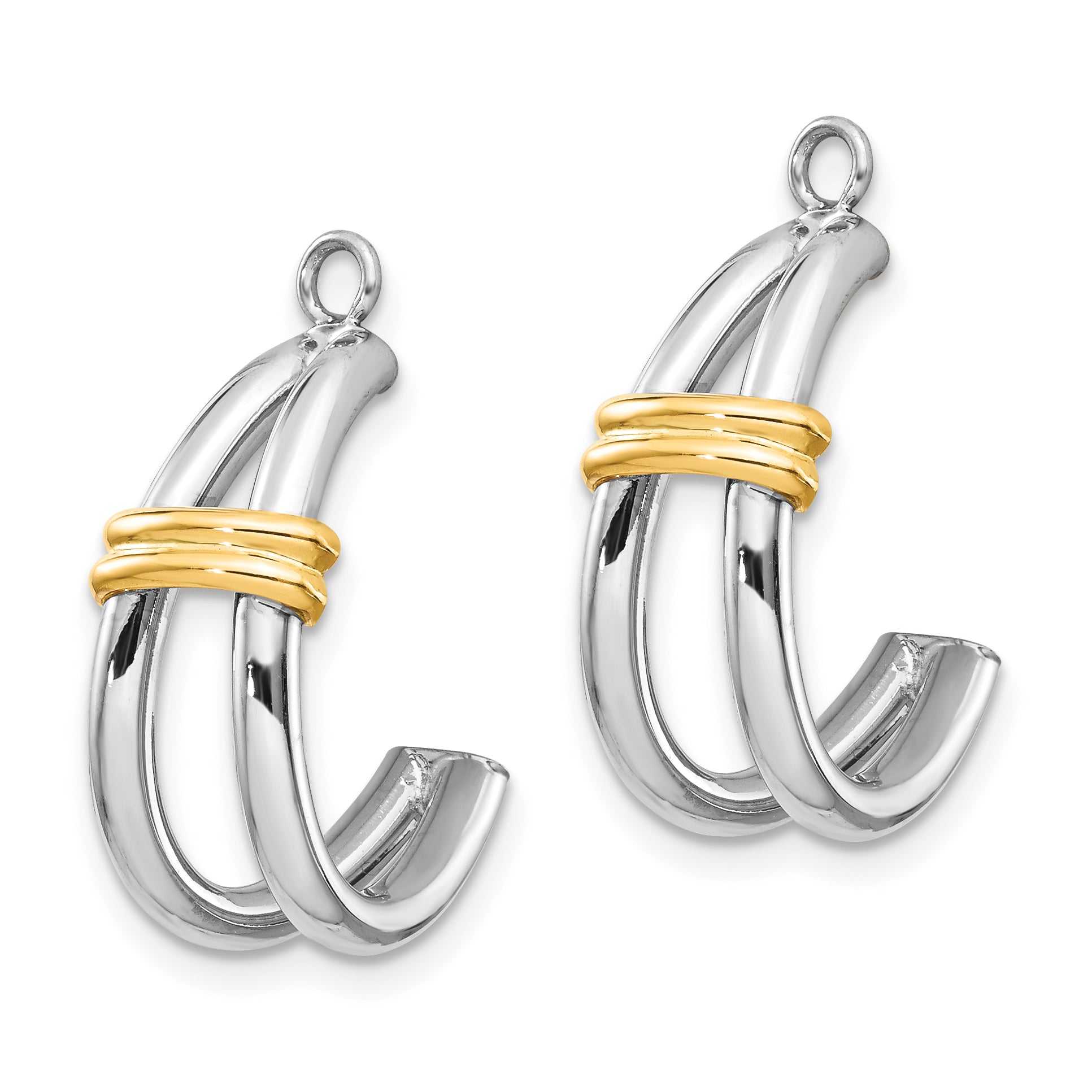 14k Two-tone J Hoop Earring Jackets Secondary image