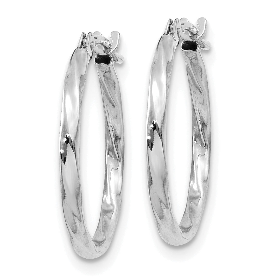 14k White Gold Twisted Hoop Earrings Secondary image