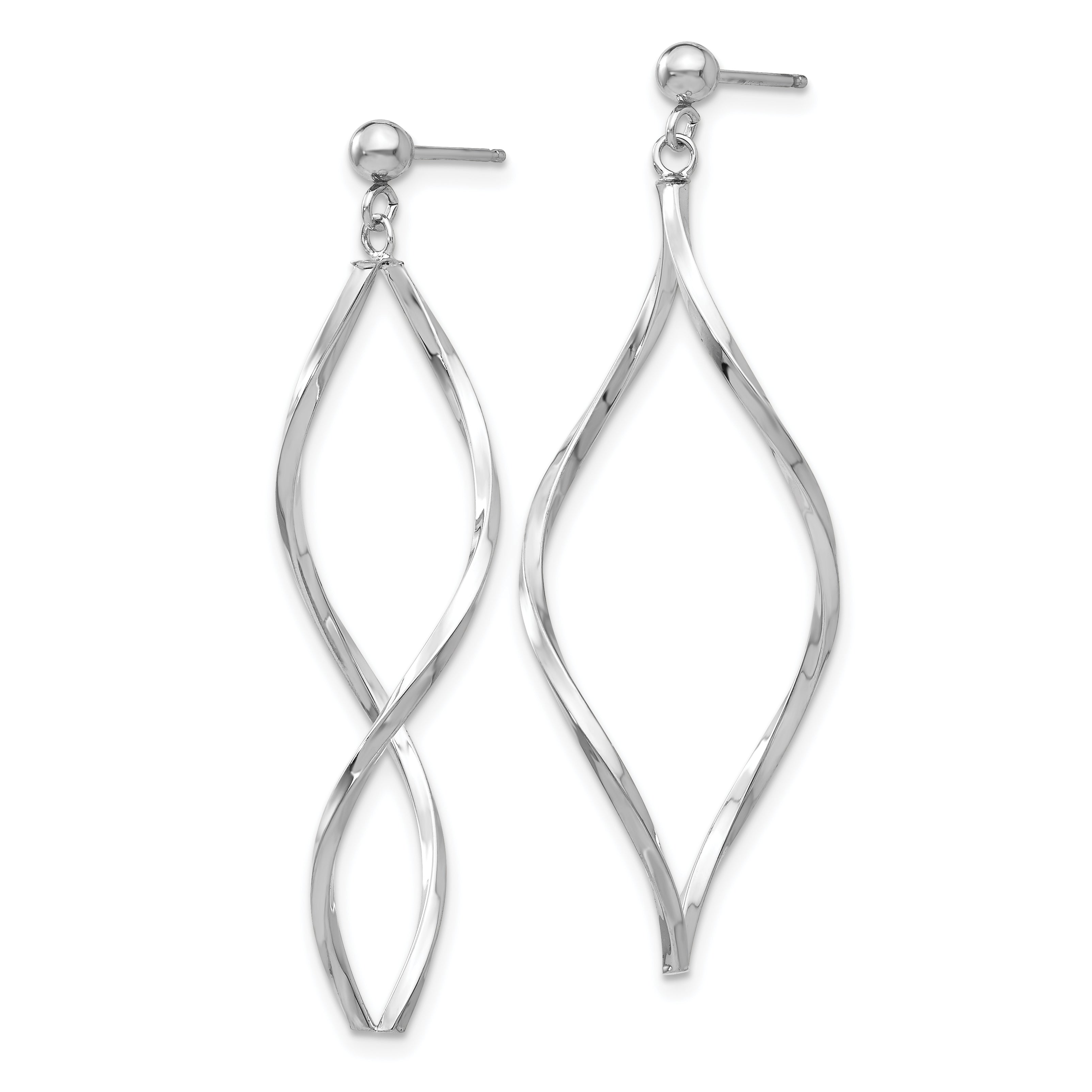 14k White Gold Twisted Post Dangle Earrings Secondary image