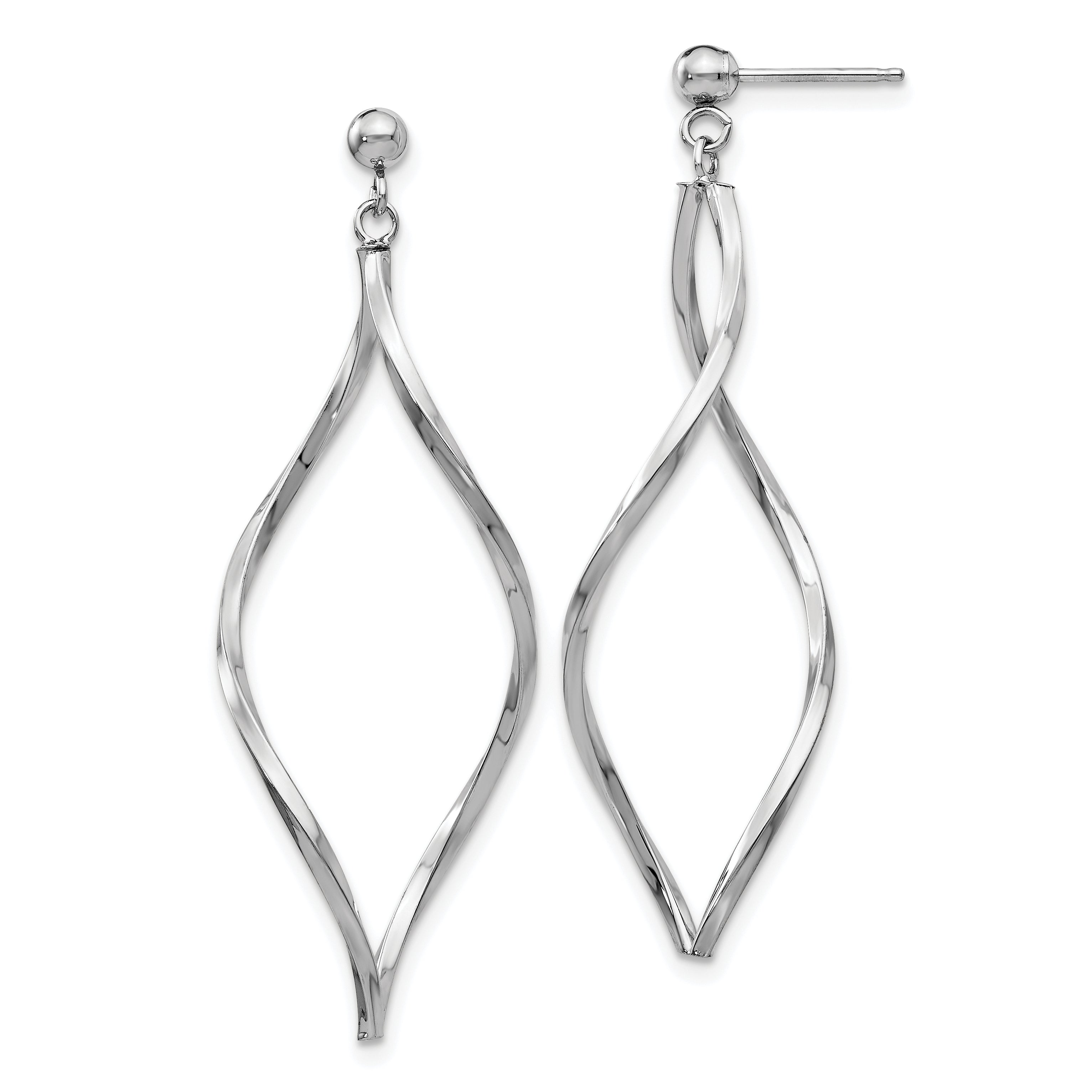 14k White Gold Twisted Post Dangle Earrings Main image
