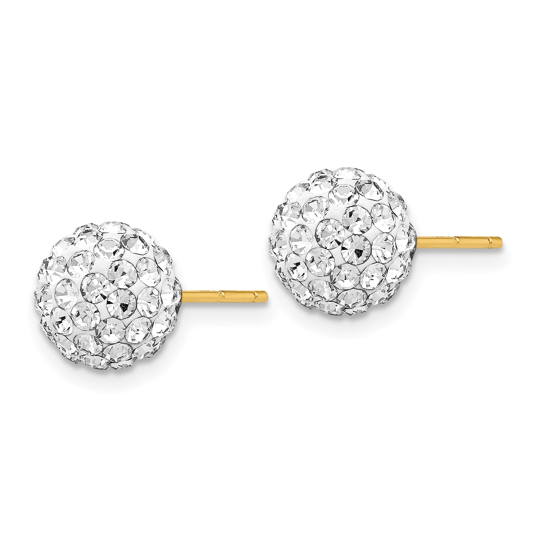 14K Post 8mm Crystal Ball Earrings