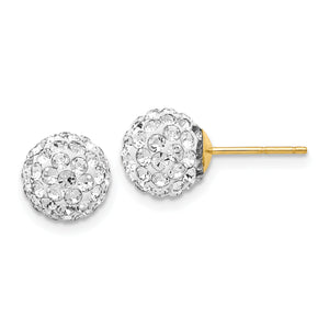 Crystal Ball Stud Earrings in 14K Yellow Gold, 9mm - Sophia Jewelers
